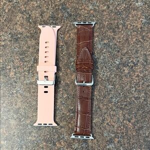 Pink Silicone and Brown Leather Watch Bands